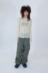 PLEATED MESH EXPOSED SEAMS TOPS -CREAM- *Last1
